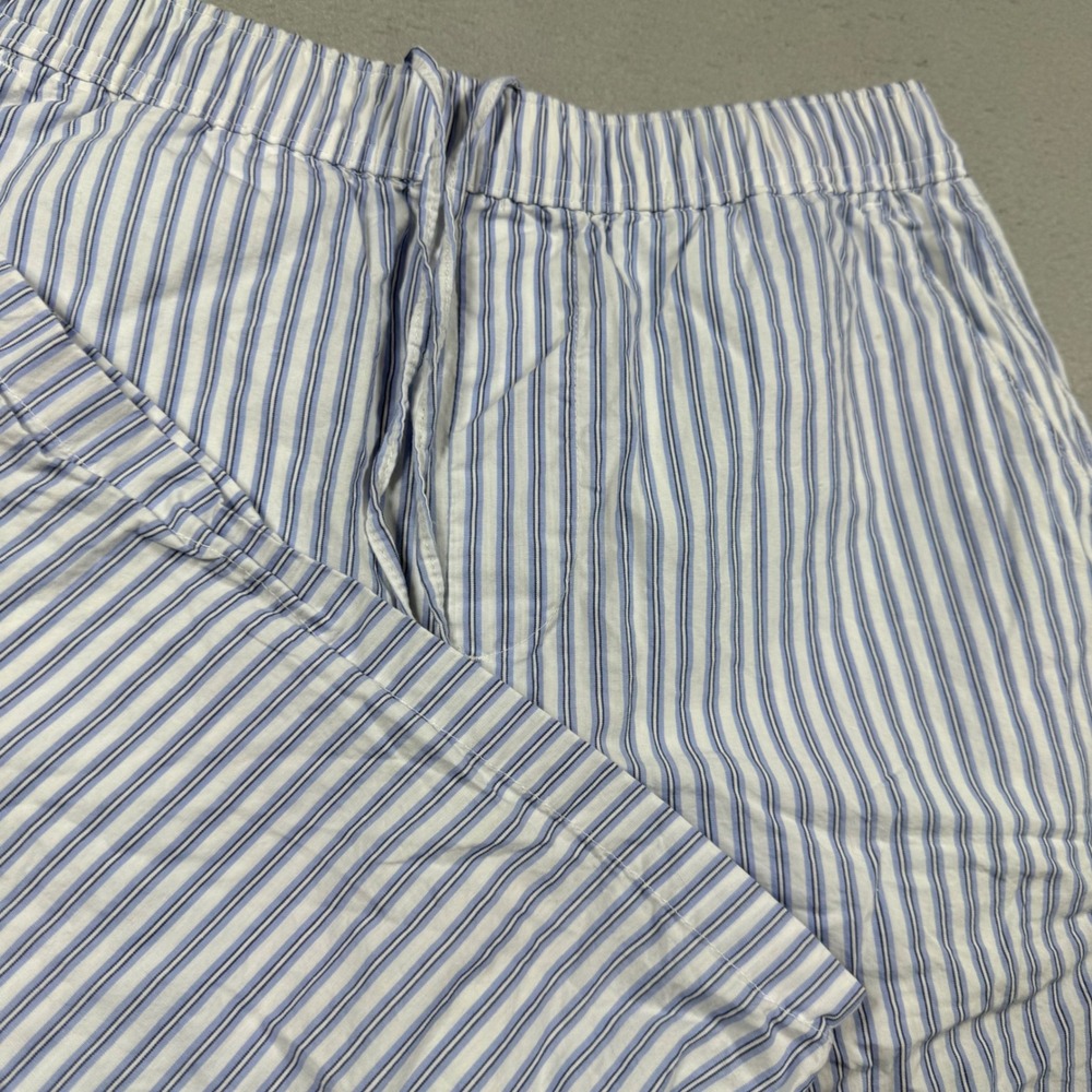 Zara Mens Blue White Striped Drawstring Elastic Waist Shorts DNWR Patch Small